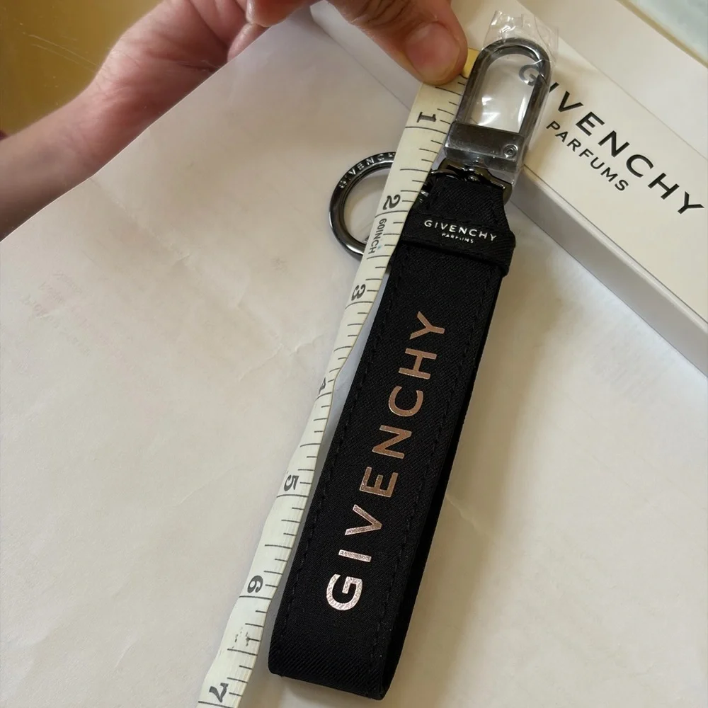 Givenchy Black Keychain Bag Charm with Silver Accents NWB